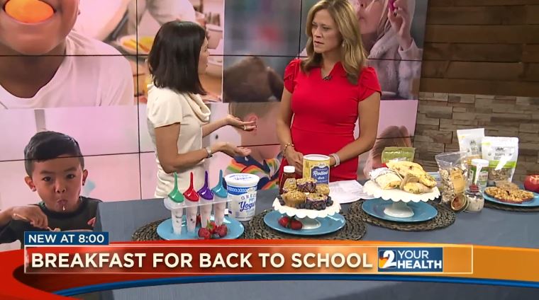 Breakfast dishes in TV station studio