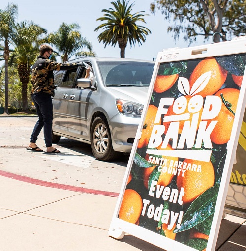 Drive through food distribution in Santa Barbara County