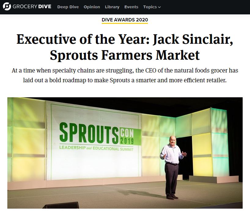 screen shot of grocery dive online article
