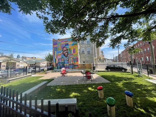 A side view of the Concert Garden shows the new seating structures